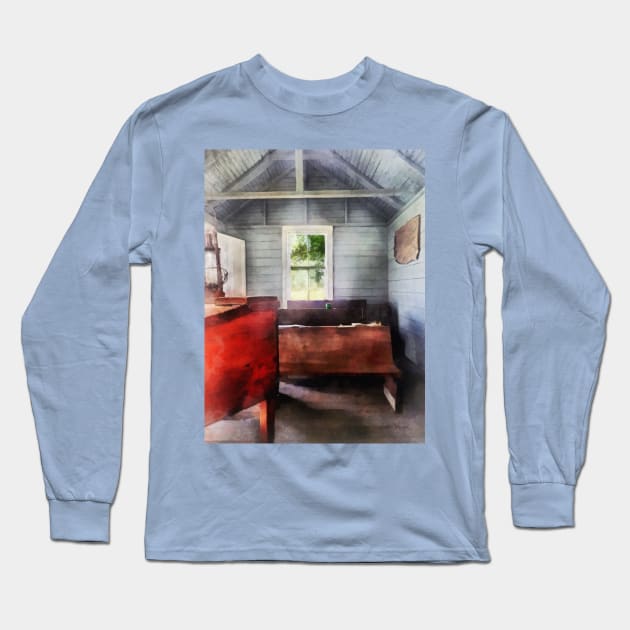 Teachers - One Room Schoolhouse with Hurricane Lamp Long Sleeve T-Shirt by SusanSavad